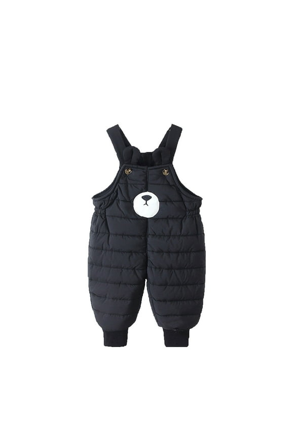 Boys Padded Overalls Cute Bear Print Sleeveless Jumpsuit Dungarees, Sizes 12-24M
