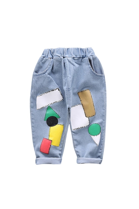 Infant Boys Pull On Jeans Kids Casual Loose Denim Pants with Pockets, Sizes 18-24 Months