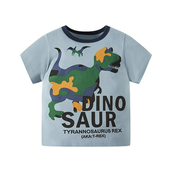 Kiijoy Boys Short Sleeve Cotton T-Shirt Dinosaur Print Breathable T Shirt Summer Casual Tshirt