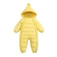 thumbnail image 1 of Kiijoy Infant Boys Snowsuit Hooded Puffer Jumpsuit Winter Warm Outerwear Padded Romper, 1 of 3