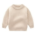 thumbnail image 1 of Kiijoy Boys Solid Knit Sweater Fall Winter Crew Neck Pullover Knitwear Sweatshirt, 1 of 3