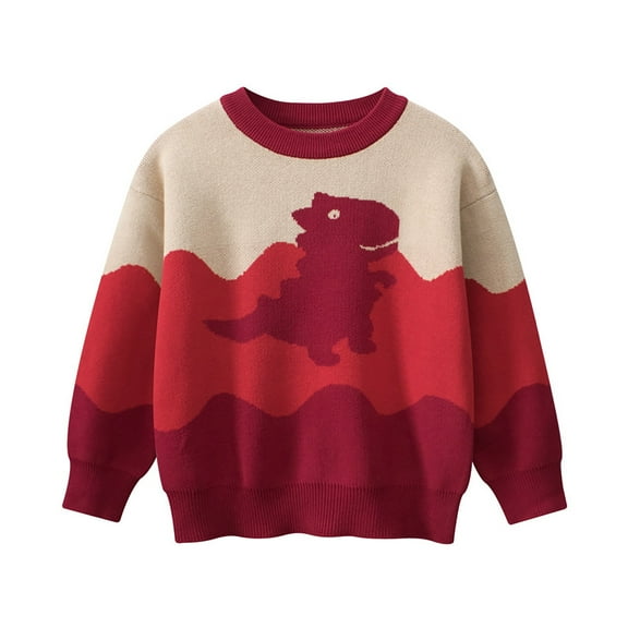 Kiijoy Boys Sweater Dinosaur Print Knitted Sweatshirt Pullover Top, Sizes 12-18M