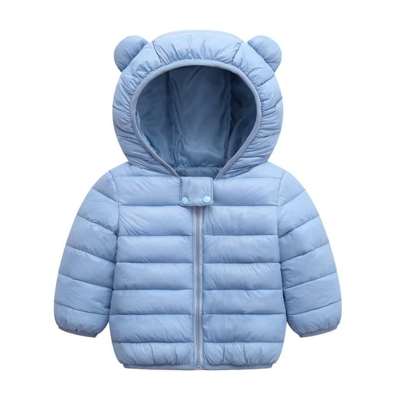 Kiijoy Infant Boys Winter Puffer Coat Solid Zip Up Bear Ears Hooded Jacket, Sizes 12-18M