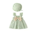 thumbnail image 1 of Kiijoy Infant Girl's Sleeveless Ruffle Bow Dress Summer Beach A-Line Tutu Dress with Hat, 1 of 3