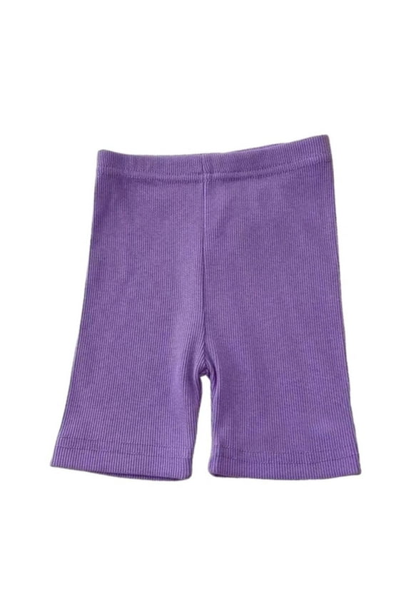 Infant Girl's Stretch Ribbed Shorts Solid Color Slim Fit Soft Comfy Boyshorts