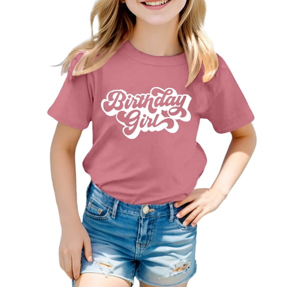 Kiijoy Infant Girls Birthday T-Shirt Letter Print Short Sleeve T Shirt Tee, Sizes 18-24M