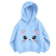 thumbnail image 1 of Kiijoy Girls Casual Cartoon Cat Print Hoodie Pullover Hooded Sweatshirt, Sizes 12-18M, 1 of 3