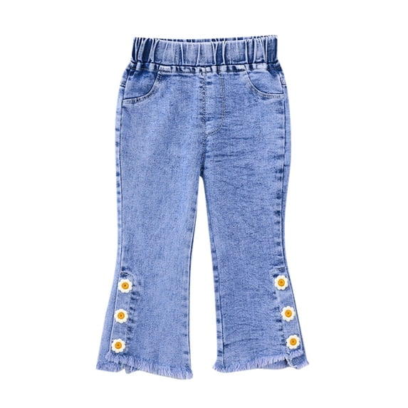 Kiijoy Infant Girls Casual Flared Denim Pants Cute Pull On Stretch Jeans, Sizes 6M-5T