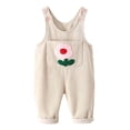 thumbnail image 1 of Kiijoy Girls Corduroy Overalls Cute Flower Embroidery Baby Dungarees, Sizes 18-24M, 1 of 5