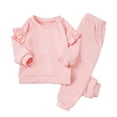 thumbnail image 1 of Kiijoy Girls Cotton Ruffle Sweatshirt and Sweatpants Outfits, 2 Piece, Sizes 12-24 Months, 1 of 6