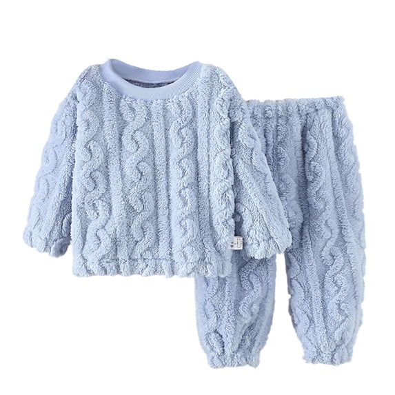Kiijoy Girls Cozy Flannel Pajamas Sweatshirt Pants Loungewear, Sizes 18-24M