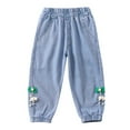 thumbnail image 1 of Kiijoy Infant Girls Cropped Jeans Bow Lightweight Pull On Stretch Denim Pants, Sizes 18-24M, 1 of 5