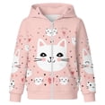 thumbnail image 1 of Kiijoy Infant Girls Cute Cartoon Cat Hoodie Casual Zip Up Hooded Sweatshirt, Sizes 18-24M, 1 of 2