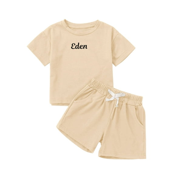 Kiijoy Infant Girls DIY Letter Embroidery Short Sleeve T-Shirt and Shorts Set, Sizes 12-18M