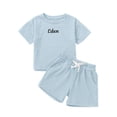 thumbnail image 1 of Kiijoy Infant Girls DIY Letter Embroidery Short Sleeve T-Shirt and Shorts Set, Sizes 12-18M, 1 of 7
