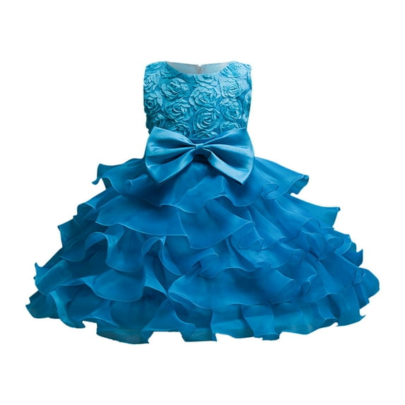 Kiijoy Infant Girls Elegant Rosette Sleeveless Wedding Dress Party Ball Gown Prom Dress
