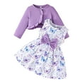 thumbnail image 1 of Kiijoy Infant Girls Fall Outfits Butterfly Print Bow Dress with Cardigan Top, Sizes 12-18M, 1 of 4