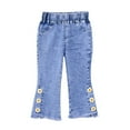 thumbnail image 1 of Kiijoy Girls Flared Jeans Casual Flower Embroidery Stretch Denim Pants, Sizes 18-24M, 1 of 4