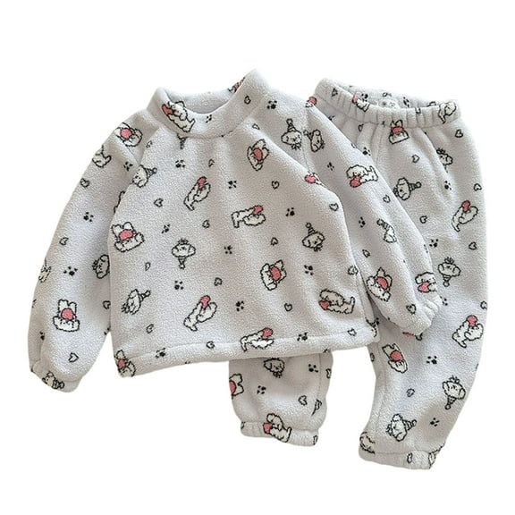 Kiijoy Infant Girls Fleece Warm Pajamas Cute Pullover Top Jogger Pants Sleepwear, Sizes 18-24M