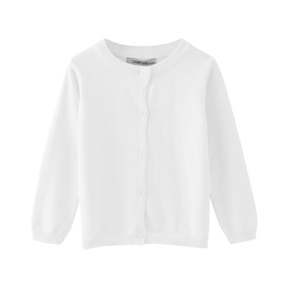 Kiijoy Girls Knit Sweater Solid Color Long Sleeve Cardigan Sweatshirt, Sizes 12-18M