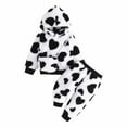 thumbnail image 1 of Kiijoy Infant Girls Outfits Fleece Hearts Print Soft Hoodie Pants with Bag 3-Piece Set, 1 of 8