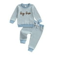 thumbnail image 1 of Kiijoy Infant Girls Outfits Letter Embroidery Sweatshirt Striped Pants Set, Sizes 12-18M, 1 of 8