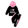thumbnail image 1 of Kiijoy Girls Outfits Letter Print Casual Hoodie and Pants Sweatsuits, Sizes 9-12M, 1 of 7
