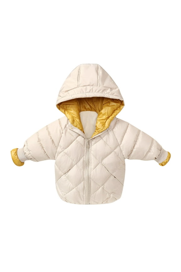 Girls Quilted Cozt Fall Winter Warm Solid Hooded Padded Jacket Outerwear