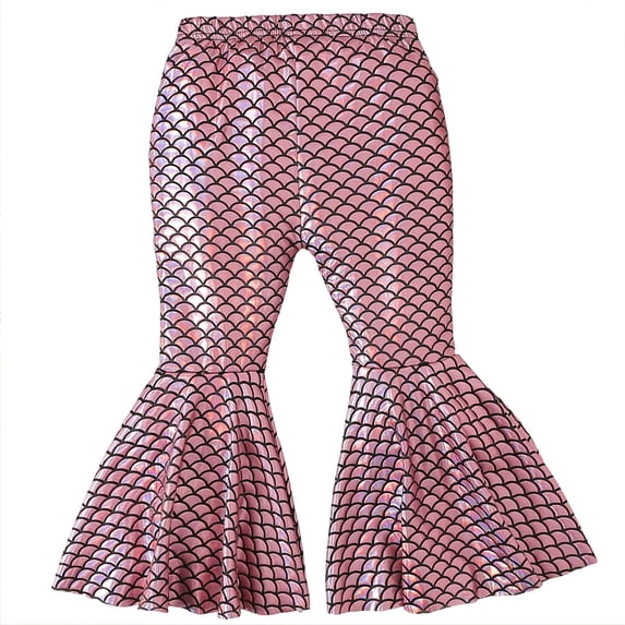 Kiijoy Infant Girls Scale Print Flared Leggings Casual Skinny Pull On Stretch Pants, Pink