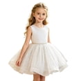 thumbnail image 1 of Kiijoy Infant Girls Sequin Formal Dress Sleeveless Tulle Tutu Party Princess Dress, White, 1 of 6