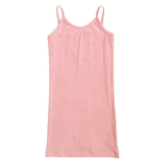 Kiijoy Girls Sleeveless Bodycon Dress Soild Color Slim Fit Spaghetti Strap Dress