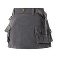 thumbnail image 1 of Kiijoy Girls Solid Color Cargo Skirt Low Waist Short Denim Skirt with Pockets, 1 of 8