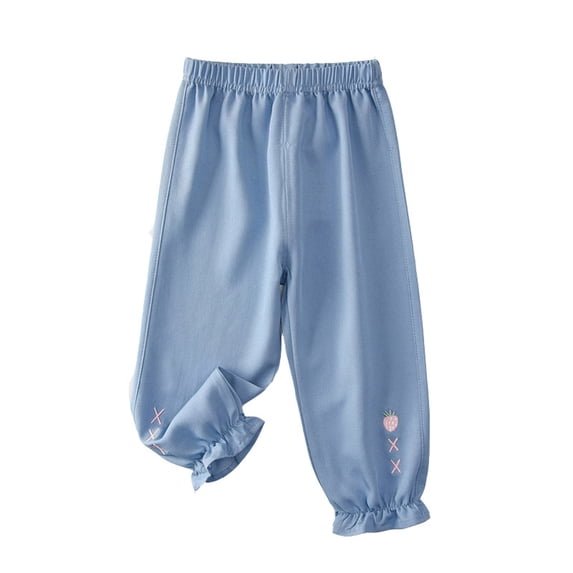 Kiijoy Infant Girls Stretch Loose Denim Pants Pull On High Rise Soft Pants, Sizes 1-6