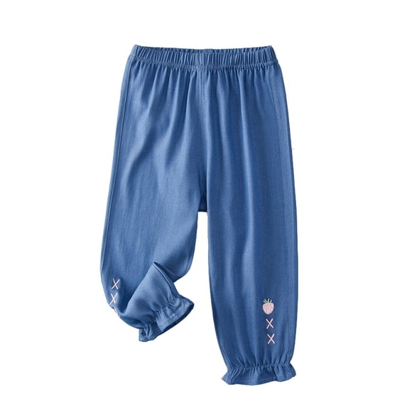 Kiijoy Infant Girls Stretch Loose Denim Pants Pull On High Rise Soft Pants, Sizes 1-6