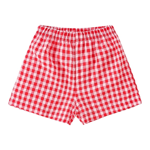 Kiijoy Infant Girls Summer Plaid Casual Shorts Checkered Lightweight Cotton Shorts, Sizes 12-18M