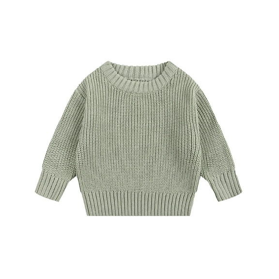 Kiijoy Girls Sweater Casual Pullover Sweaters Solid Crewneck Knitwear, Sizes 18-24M