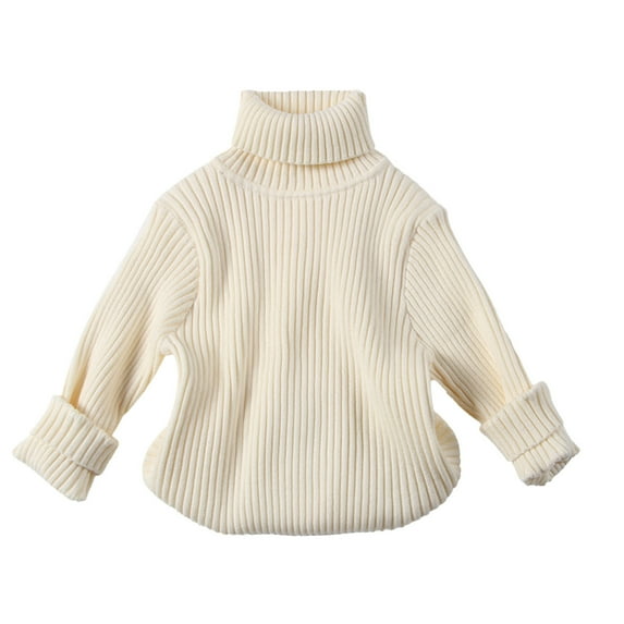 Kiijoy Girls Turtleneck Sweater Solid Long Sleeve Knitted Pullover Top, Sizes 18-24M