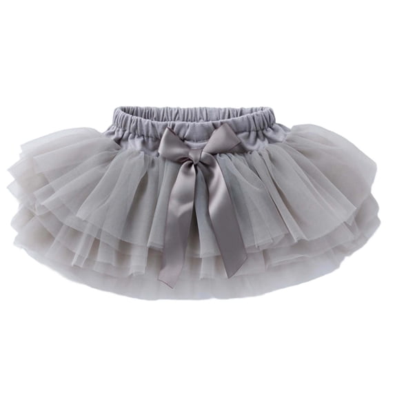 Kiijoy Girls Tutu Skirts Holiday Party Birthday Baby Bowknot Tulle Skirt, Grey