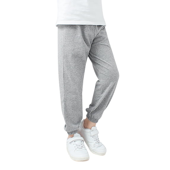 Kiijoy Jogger Pants for Girls Lightweight Relaxed Fit Jogger Pants, Grey, Sizes 5-14