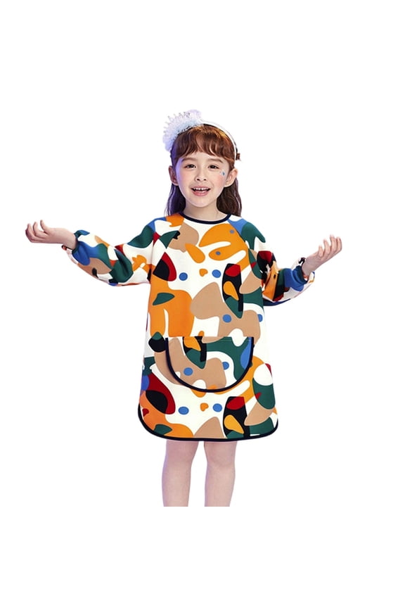 Kids Art Apron Camouflage Long Sleeve Painting Smock for Boys & Girls, Sizes 5-8
