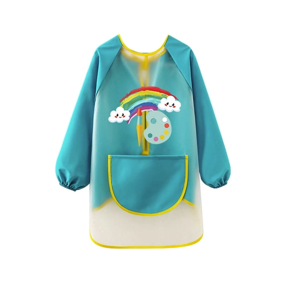 Kiijoy Kids Art Smock Cute Graphic Waterproof Long Sleeve Painting Apron, Sizes 5-8