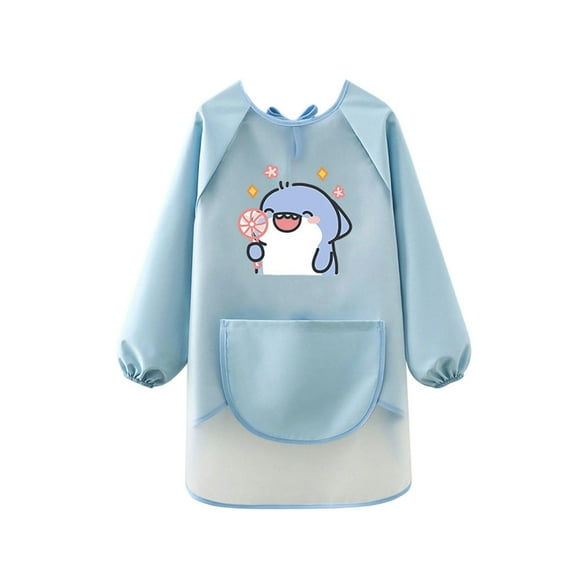 Kiijoy Kids Art Smock Cute Graphic Waterproof Long Sleeve Painting Apron, Sizes 5-8