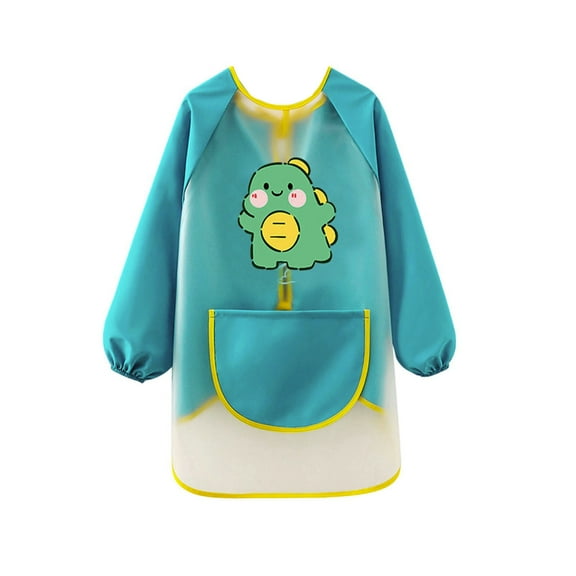 Kiijoy Kids Art Smock Cute Graphic Waterproof Long Sleeve Painting Apron, Sizes 9-12