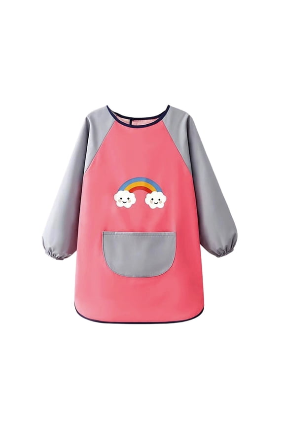 Kids Art Smock Graphic Long Sleeve Pocket Painting Apron for Boys Girls, Sizes 5-8