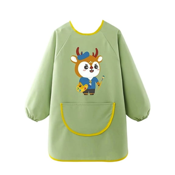 Kiijoy Kids Art Smock Graphic Long Sleeve Pocket Painting Apron for Boys Girls, Sizes 5-8