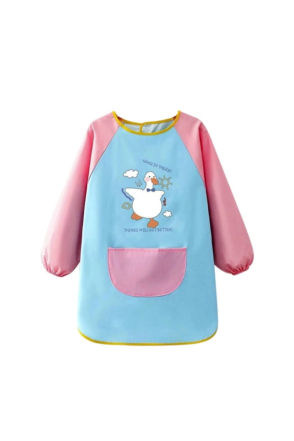 Kids Art Smock Graphic Long Sleeve Pocket Painting Apron for Boys Girls, Sizes 5-8
