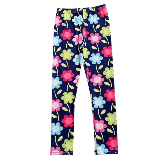 Kiijoy Kids Girls Floral Leggings Fit Stretch Pants Casual Soft Tights, Sizes 5-6