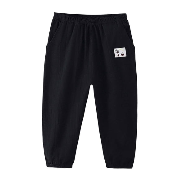 Kiijoy Kids Linen Pants Soft Slacks Pull On Loose Breathable Pants for Girls, Sizes 3-10