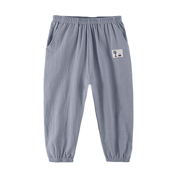Kiijoy Kids Linen Pants Soft Slacks Pull On Loose Breathable Pants for Girls, Sizes 3-10