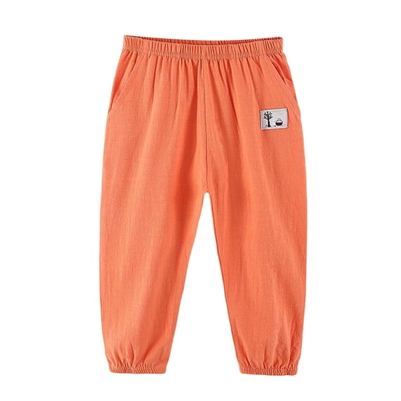 Kiijoy Kids Linen Pants Soft Slacks Pull On Loose Breathable Pants for Girls, Sizes 3-10